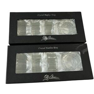 Oleg Cassini Crystal Napkin Rings Set of 8 With Box
